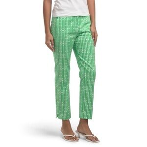 Trina Turk Green Geometric-Print Chinos Size 8